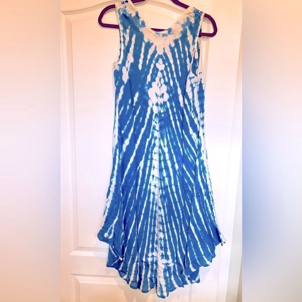 SHORELINE Summer Shift Dress Women Multiple Sizes Blue Tie-Dye Sleeveless NEW - Picture 8 of 12